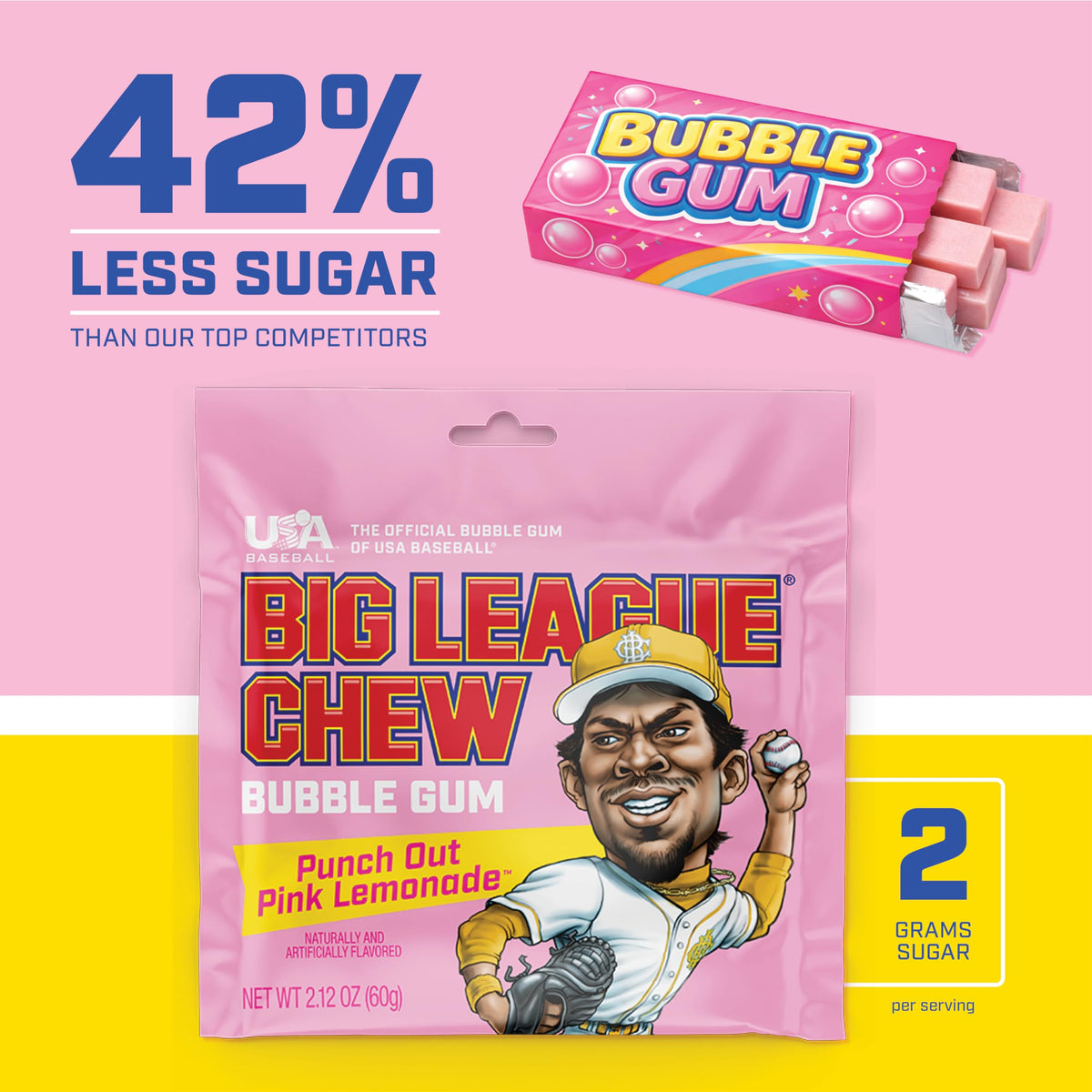 New! Big League Chew Punch Out Pink Lemonade Bubble Gum – 12 Pack, Sweet & Tart Flavor for Games