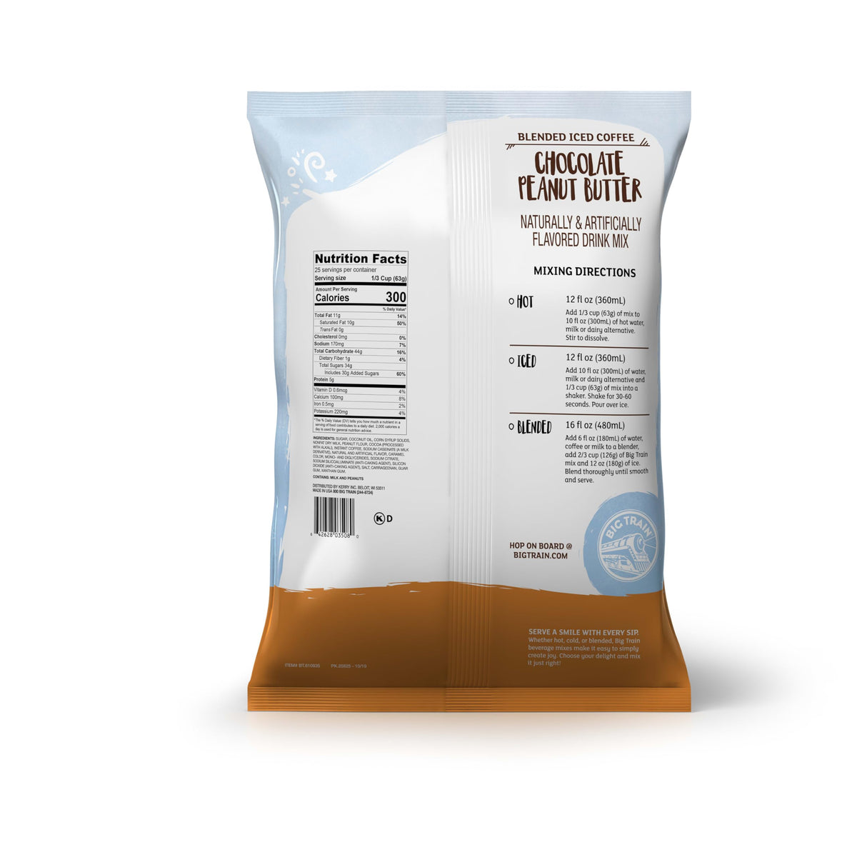 Big Train Chocolate Peanut Butter Blended Ice Coffee Mix – 3.5 lb, Just-Add-Water Frappe