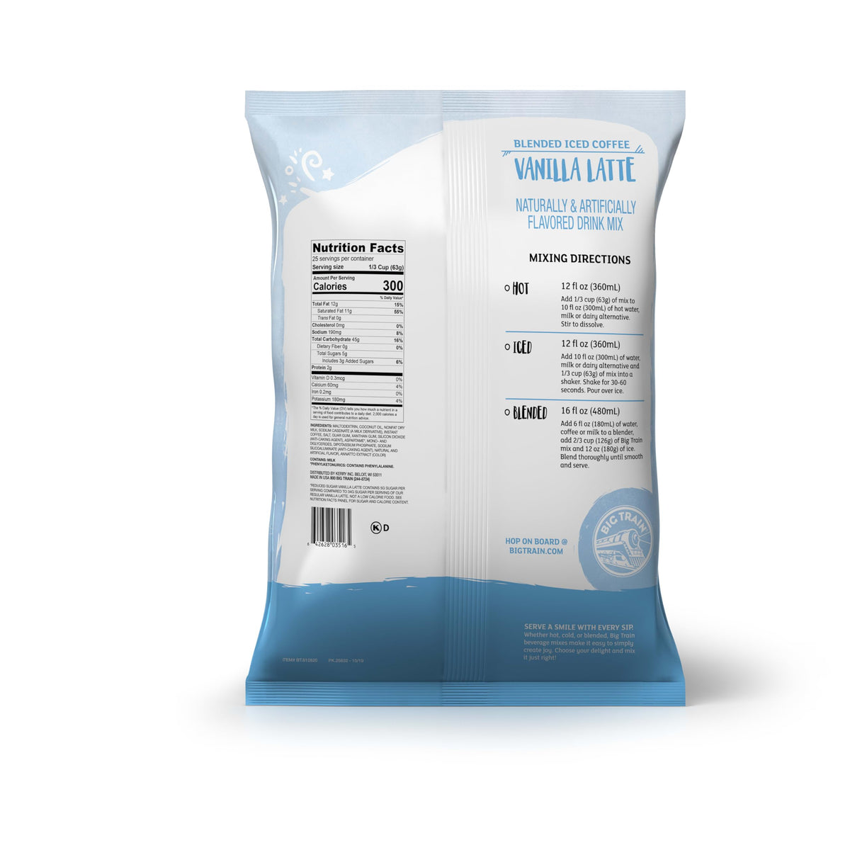 Big Train Reduced Sugar Vanilla Latte Blended Ice Coffee Mix – 3.5 lb