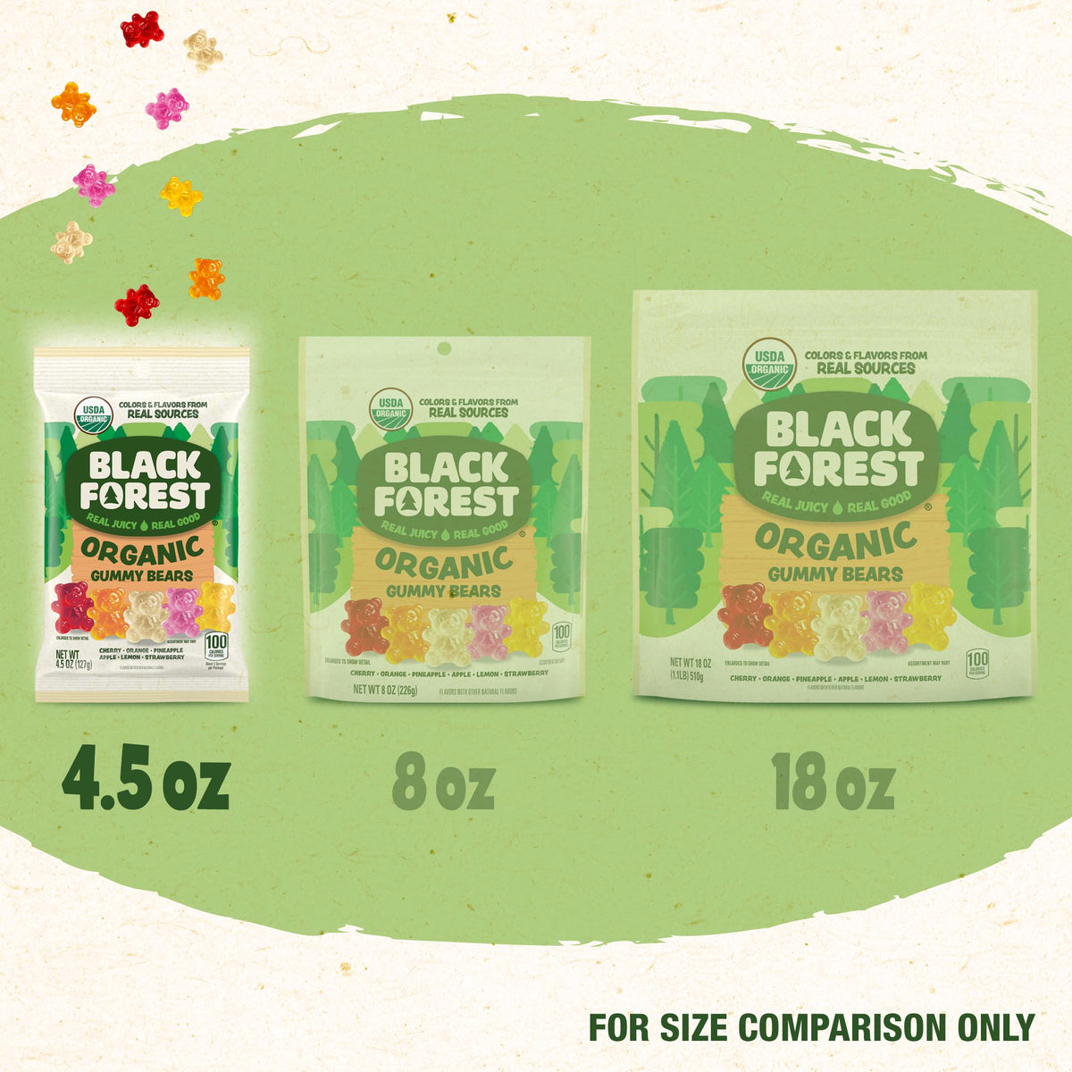 Black Forest Organic Gummy Bears Candy — Real Fruit Juice, Gluten Free, Fat Free, 4.5oz Bag (Pack of 12)