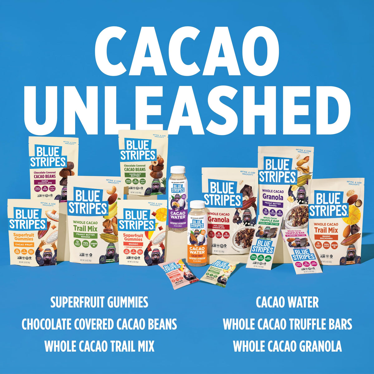 Blue Stripes Cacao Water (Just Cacao) – All-Natural Hydration with Electrolytes & Antioxidants | 12 Pack