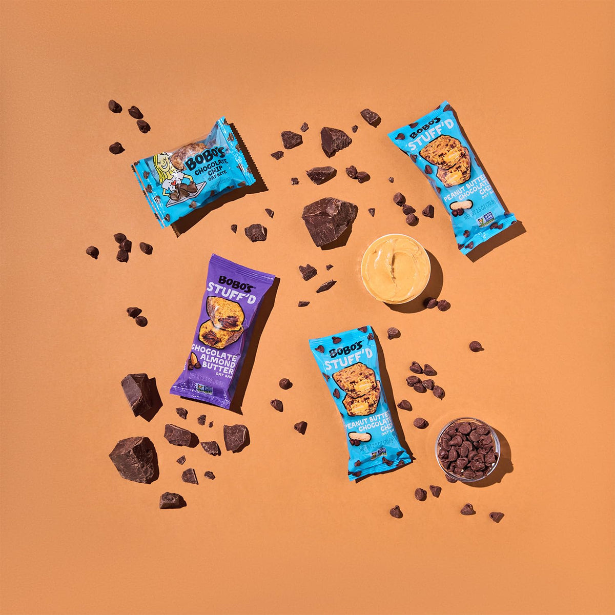 Bobo’s Stuff’d Oat Bar – Chocolate Almond Butter, 2.5 oz, 12 Pack | Gluten Free & Vegan