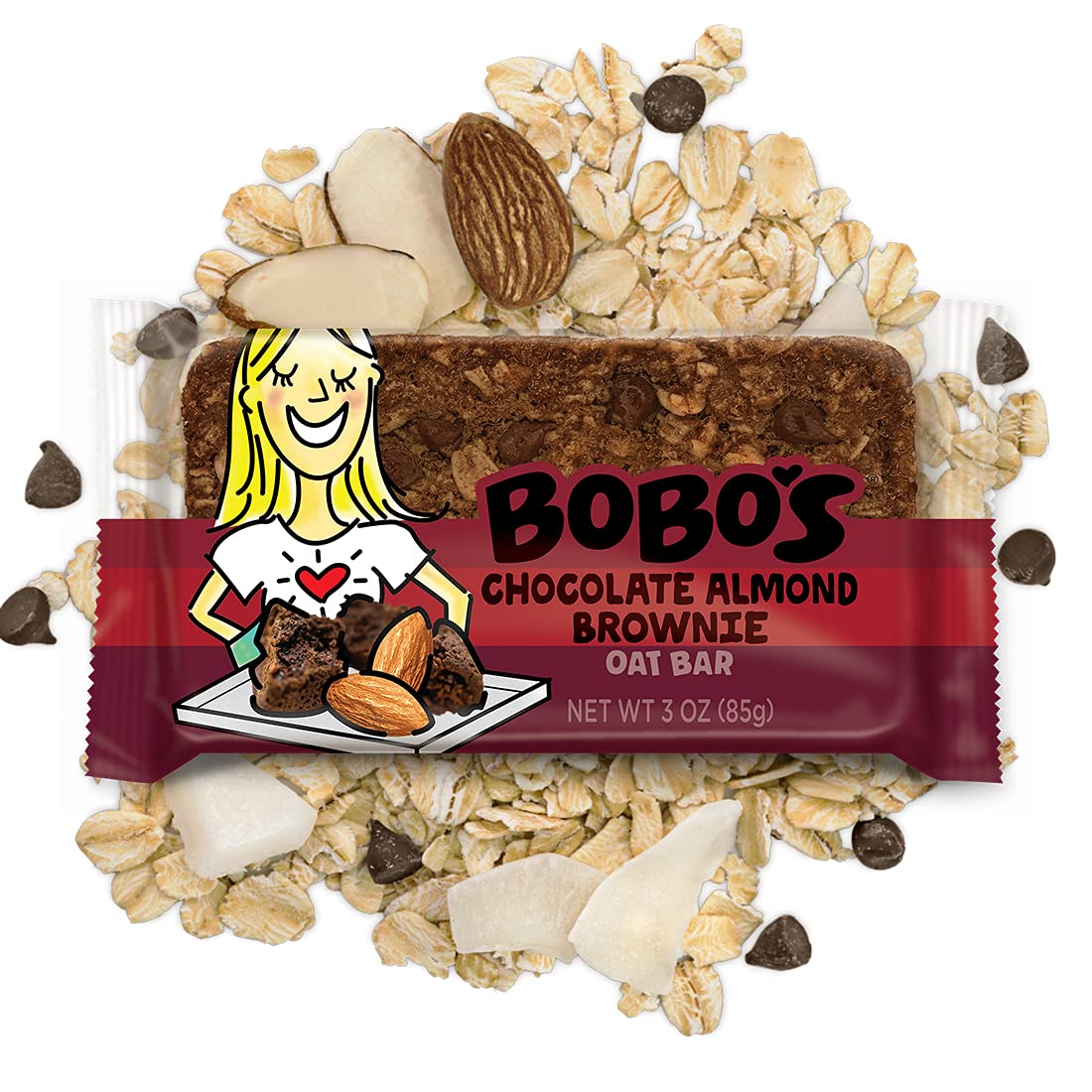Bobo's Chocolate Almond Brownie Oat Bars – Gluten Free & Plant-Based (12 Bars)