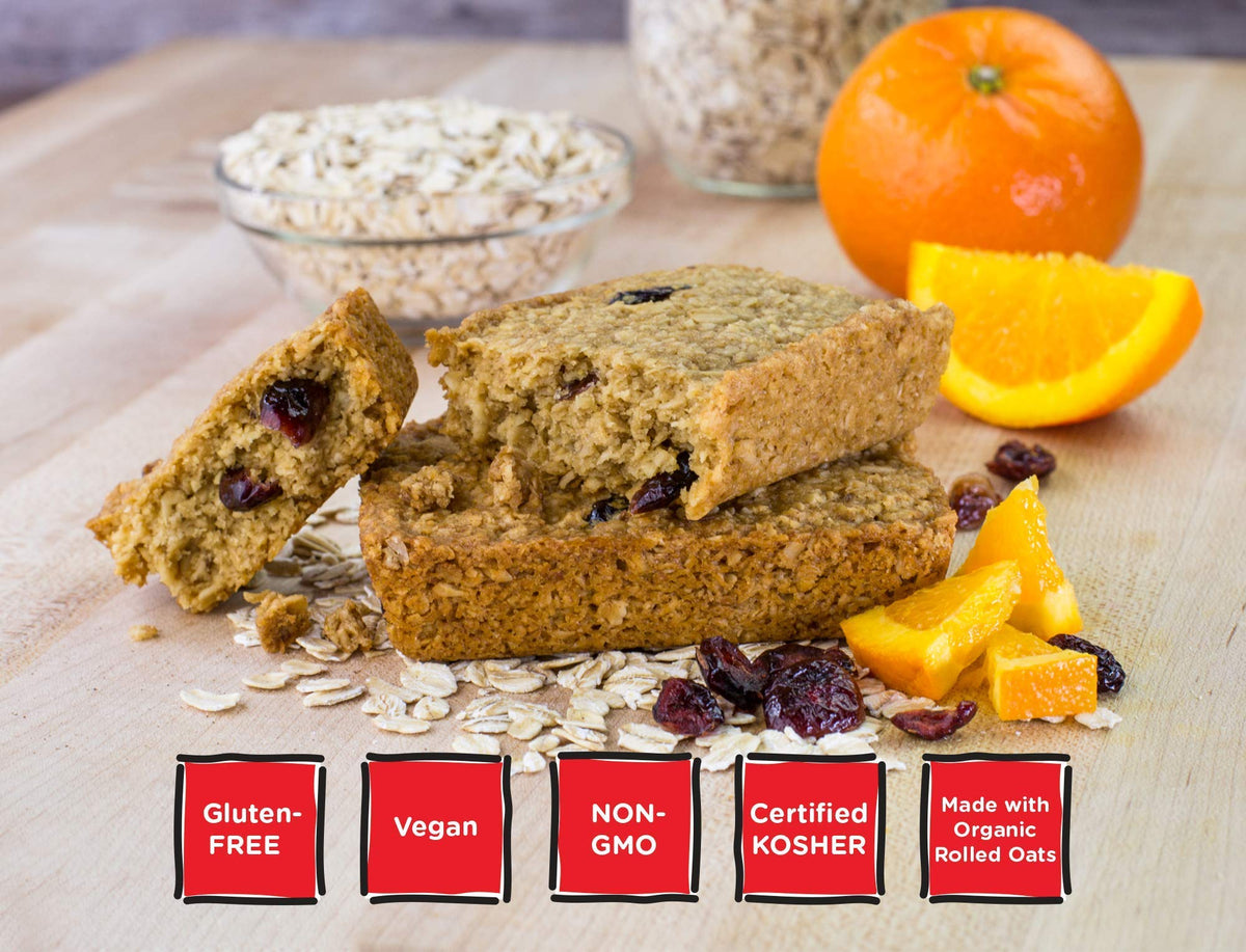 Bobo's Cranberry Orange Oat Bars – Gluten-Free, Plant-Based Whole Grain Snack (12 Bars)