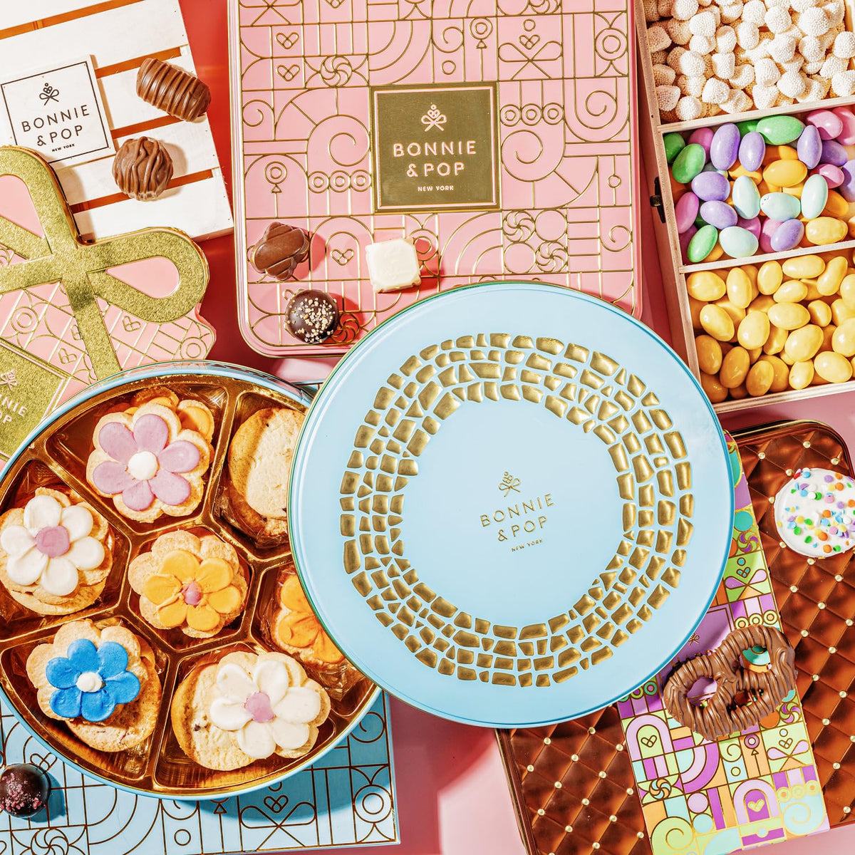 BONNIE AND POP Cookie Gift Basket – Shortbread Flower Cookies Box | Mother's Day Gift