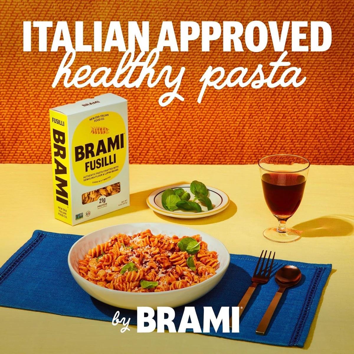 BRAMI Fusilli Italian Protein Pasta | High Protein & Fiber | Low Carb | Made in Italy | 12oz (Pack of 8)