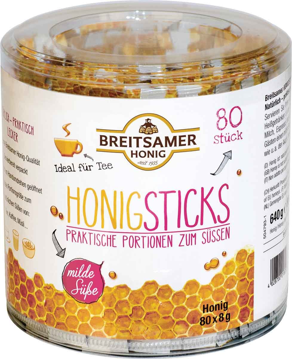 Breitsamer Acacia Honey Sticks – 80 Count, 0.28 oz Each | All-Natural, Raw, Fair Trade