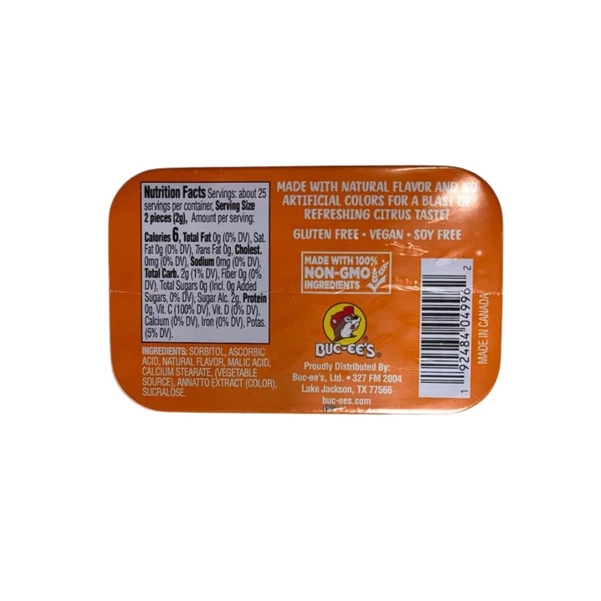 Buc-ee's Gluten Free & Sugar Free Orange Blast Sour Mints — 50 Count