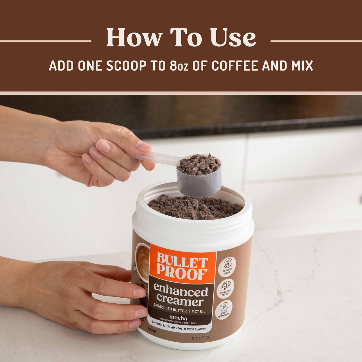 Bulletproof Mocha Creamer – Keto Coffee Creamer with MCT Oil, Grass-Fed Butter, Real Cocoa | No Sugar Added