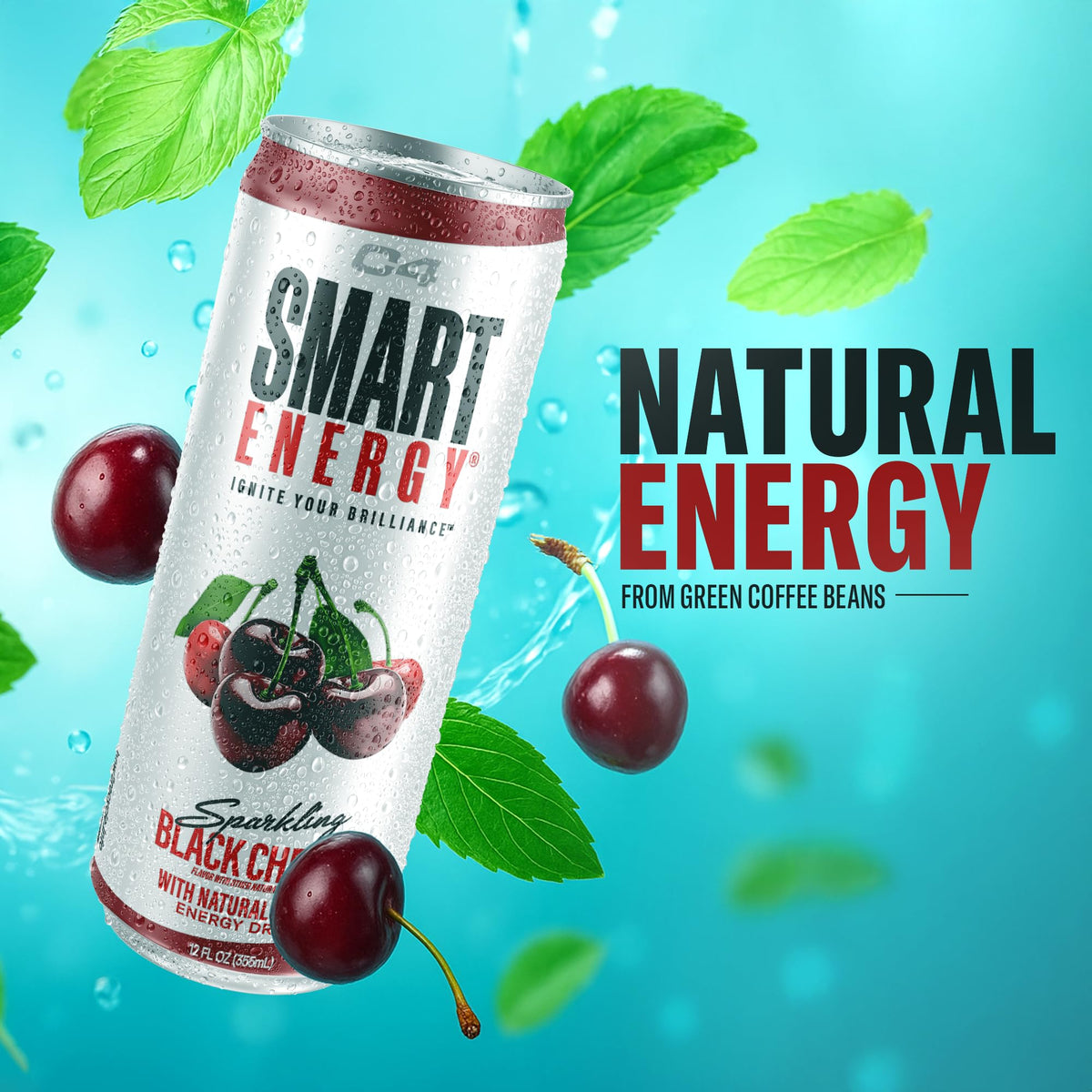 C4 Smart Energy Drink – Black Cherry (12-Pack) | 200mg Caffeine, Zero Sugar