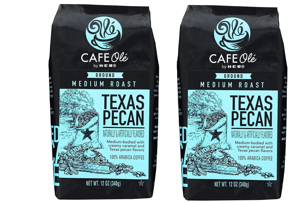 Cafe Ole Roasting Plant Texas Pecan Ground Coffee – 12 oz (Pack of 1 or 2)