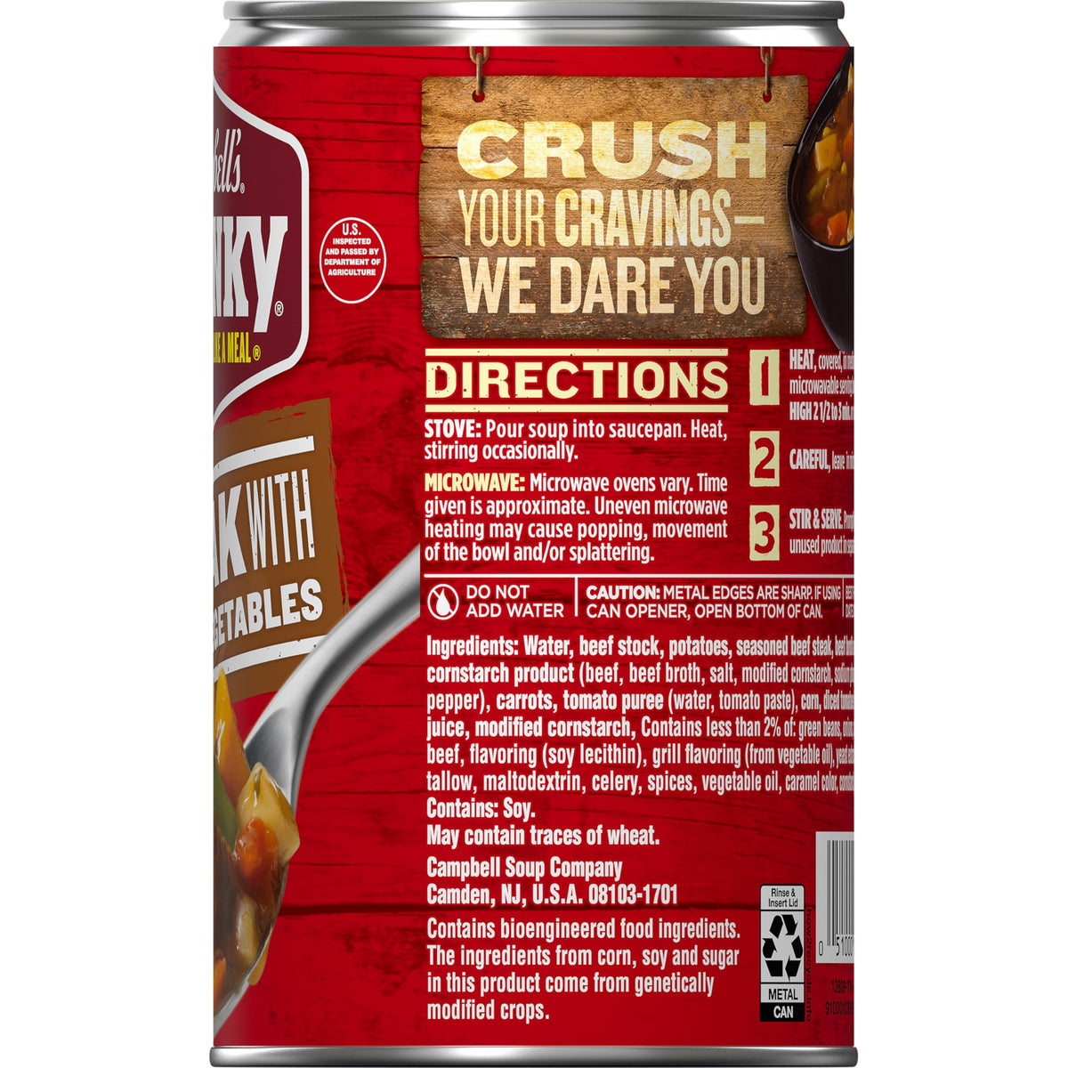 Campbell's Chunky Soup: Steak With Hearty Vegetables, 18.8 oz Can (Case of 12)