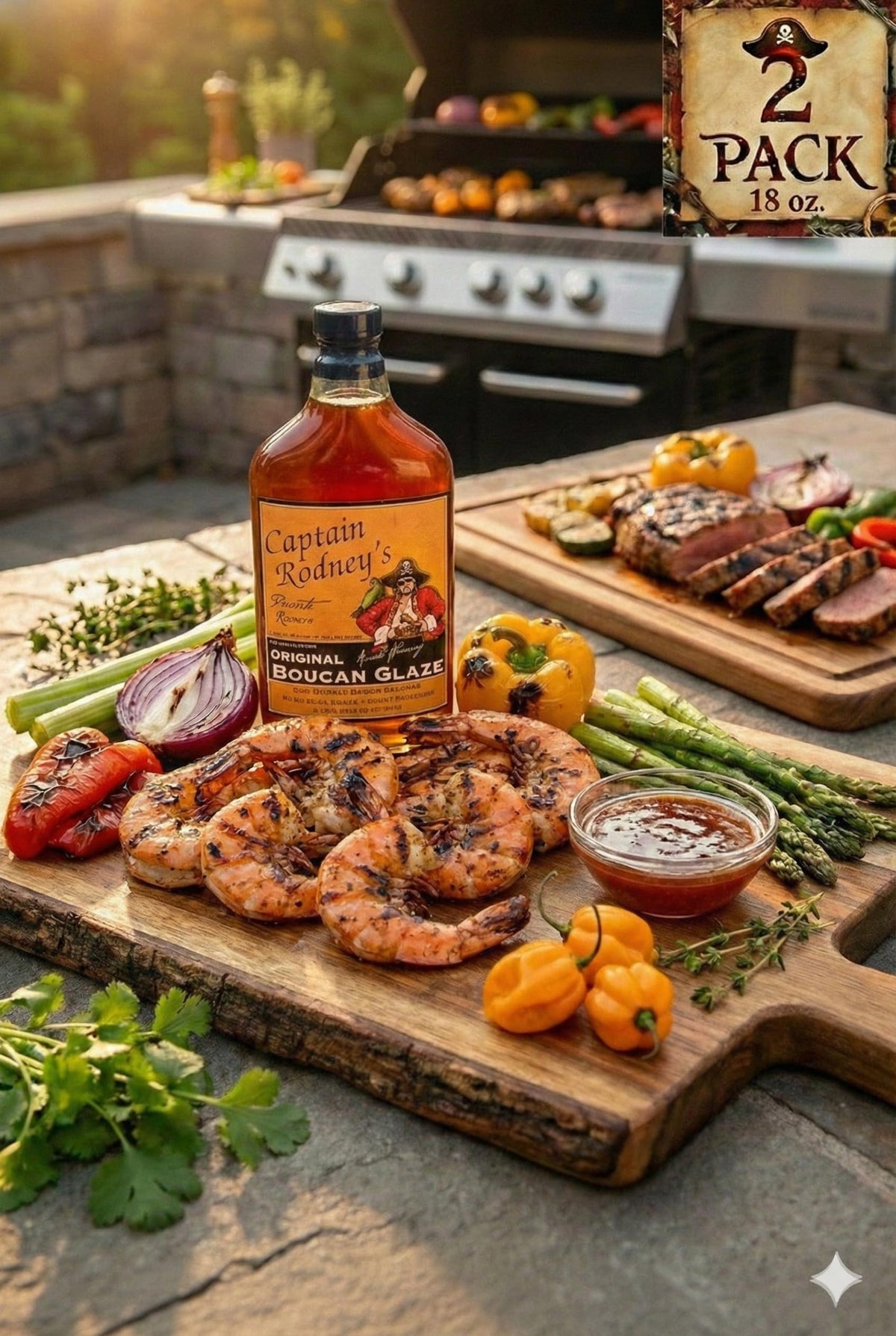 Captain Rodney's Boucan Pepper Glaze 18 oz (2 Pack) | Sweet Heat Caribbean Glaze