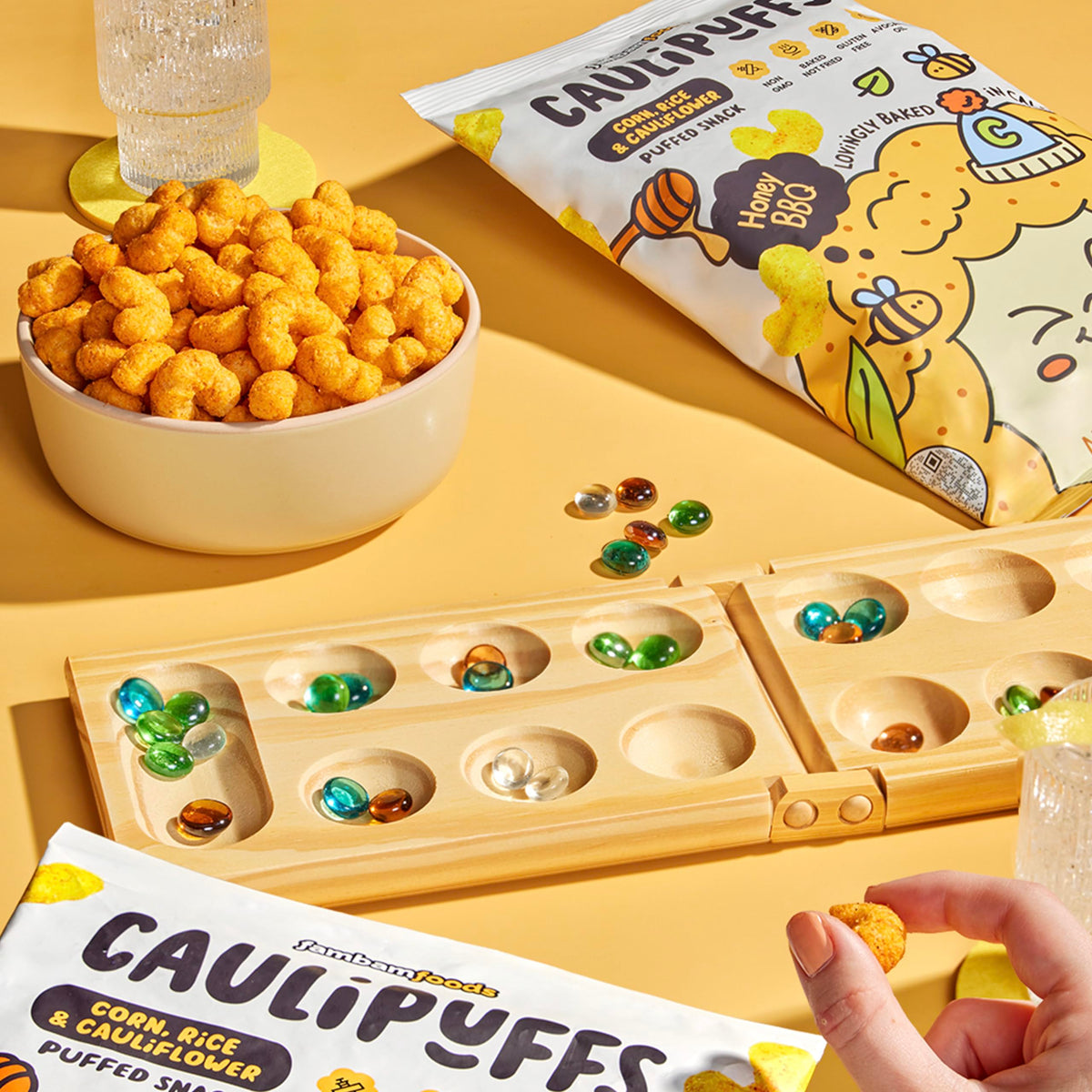 Caulipuffs Honey BBQ – Gluten Free Puffed Snack (15 x 0.75oz Bags)