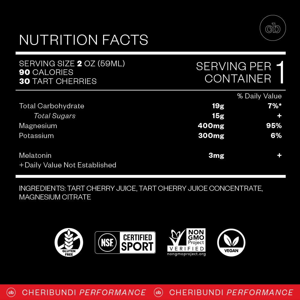 Cheribundi 100% Tart Cherry Juice Sleep Concentrate 2oz Pouch – Pack of 12 | 30 Cherries, Non-GMO, No Preservatives