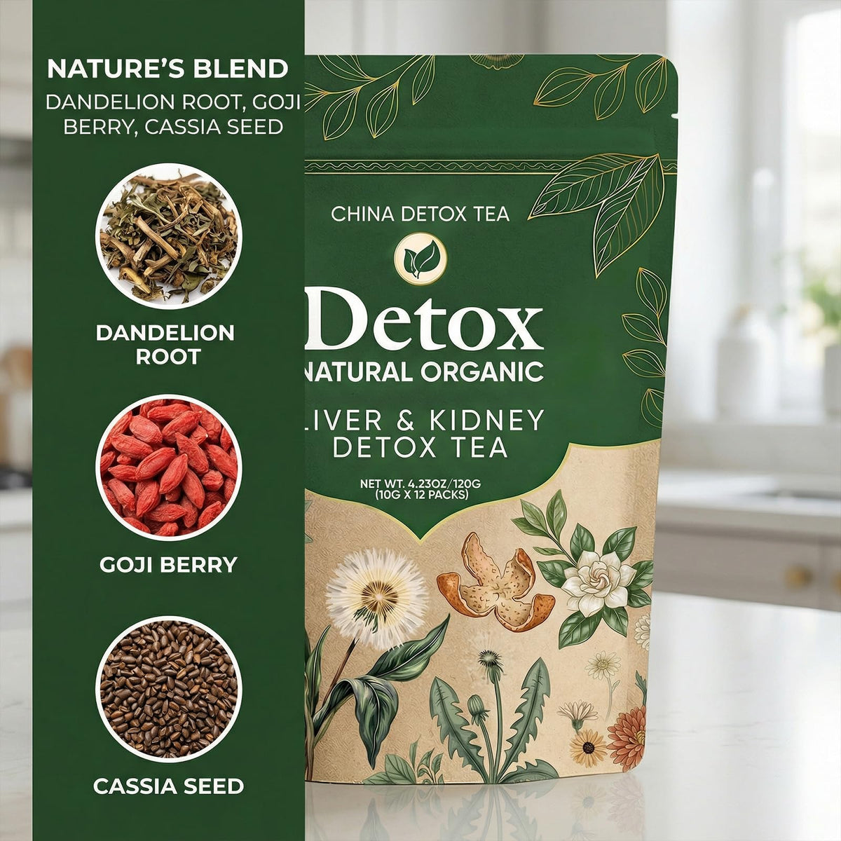 CHINA DETOX TEA – Liver & Kidney Detox Tea, Natural Herbal Blend (12 Servings)