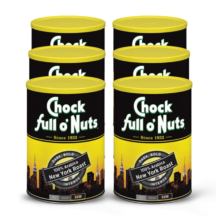 Chock Full o' Nuts New York Roast Ground Coffee – 10.5 Oz Steel Can (Pack of 6)