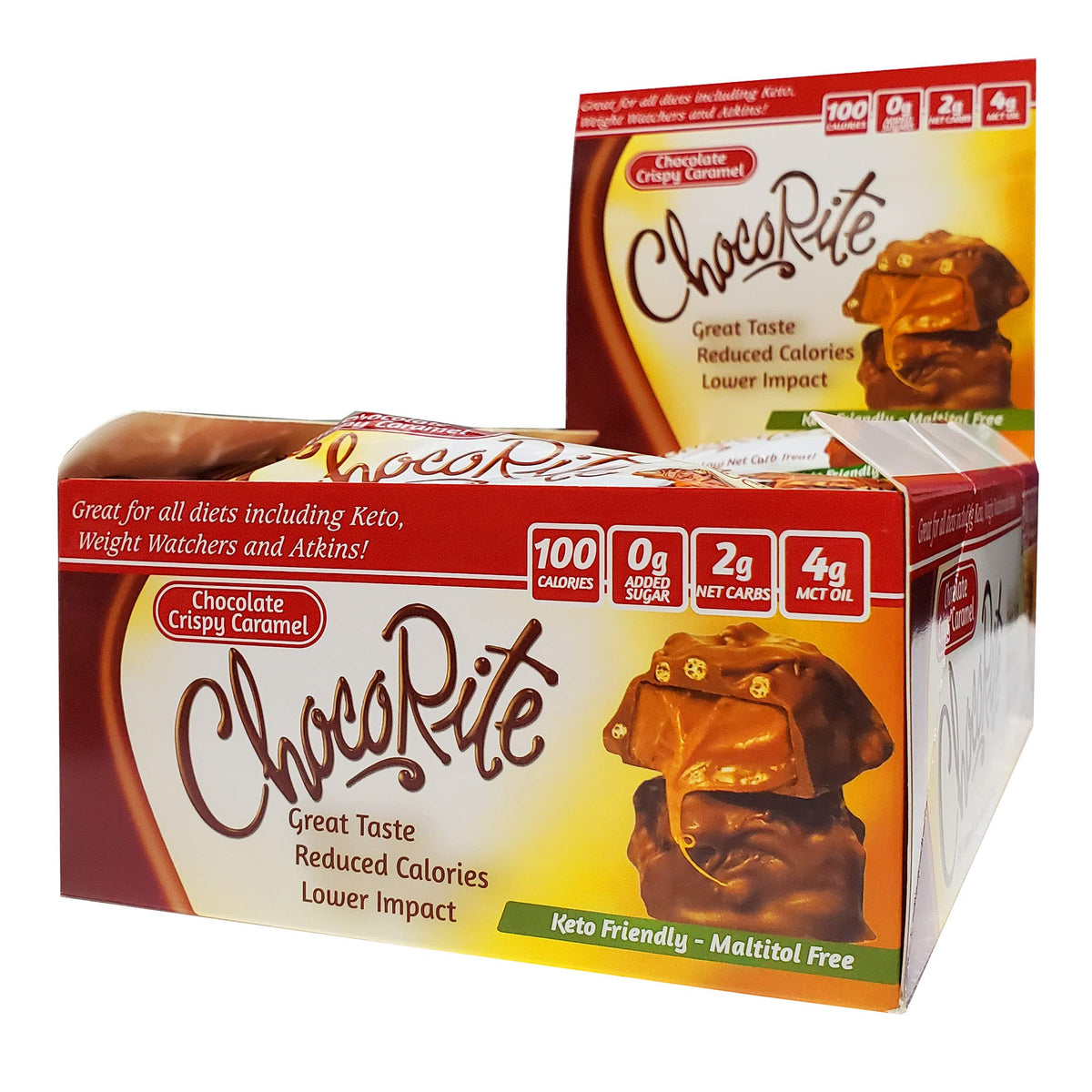 ChocoRite Crispy Caramel - Low Carb Chocolate, 16 Pack