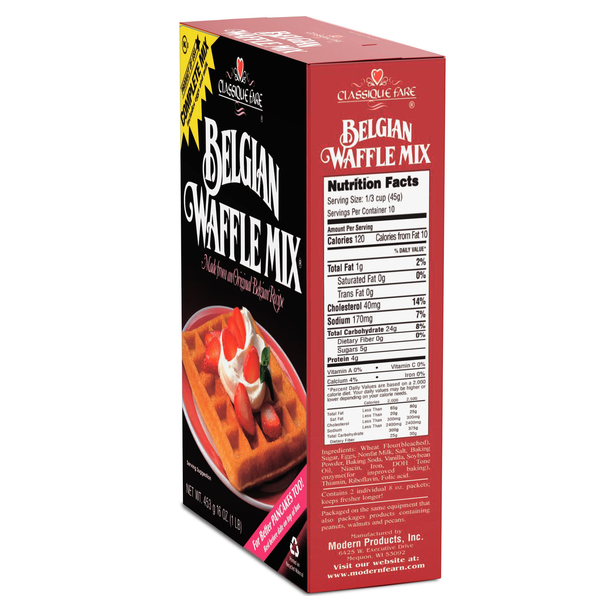 Classique Fare Belgian Waffle Mix – Light, Crisp Waffles, Pancakes, Muffins & Crepes | 6 x 16oz
