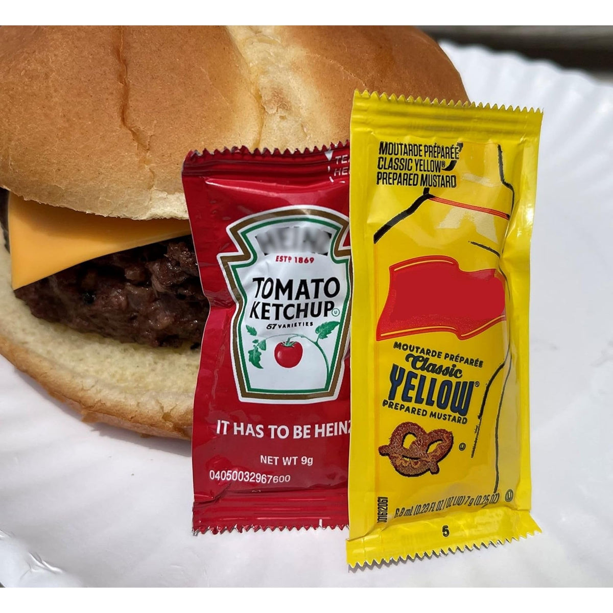 Gift Set: 100 Single-Serve Condiment Packets (50 Ketchup, 50 Mustard) by CMC Products