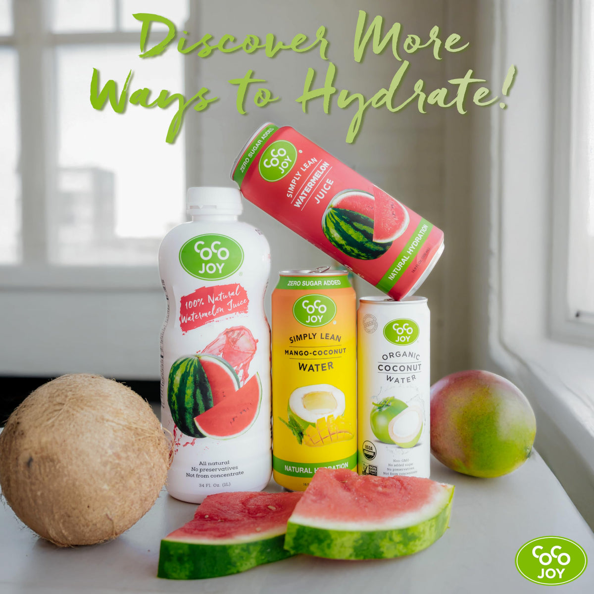 CoCo Joy 100% Natural Watermelon Juice — 6-Pack, Low-Calorie Hydration