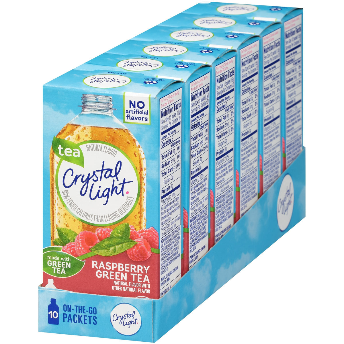 Crystal Light On The Go Green Tea Raspberry — Pack of 6, 60 Servings