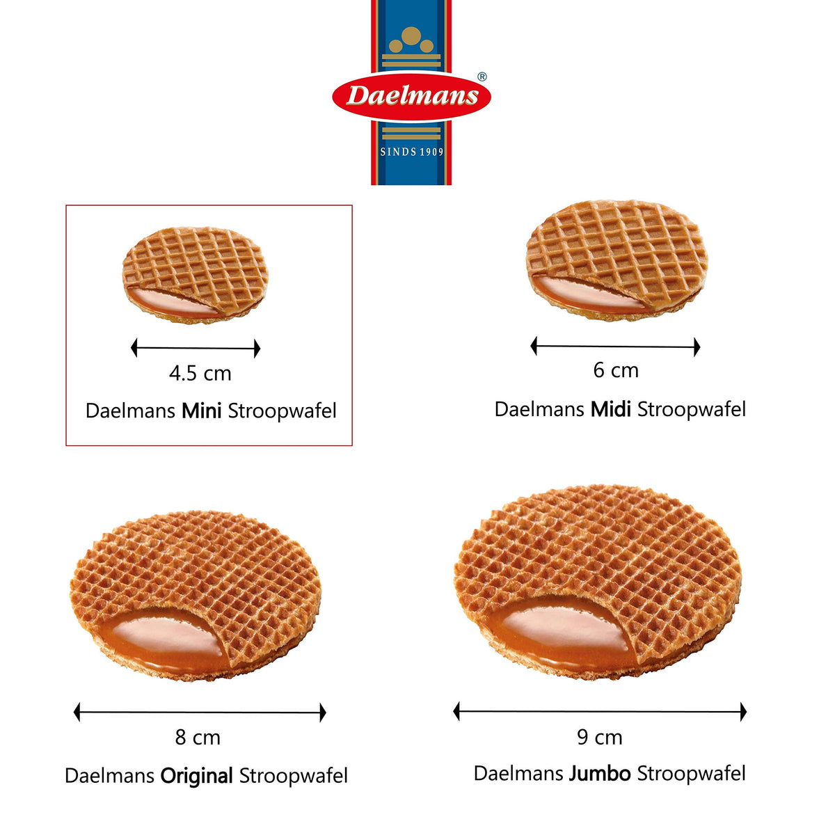 Daelmans Mini Caramel Stroopwafels – Individually Wrapped Dutch Waffle Cookies, 200 Count Box