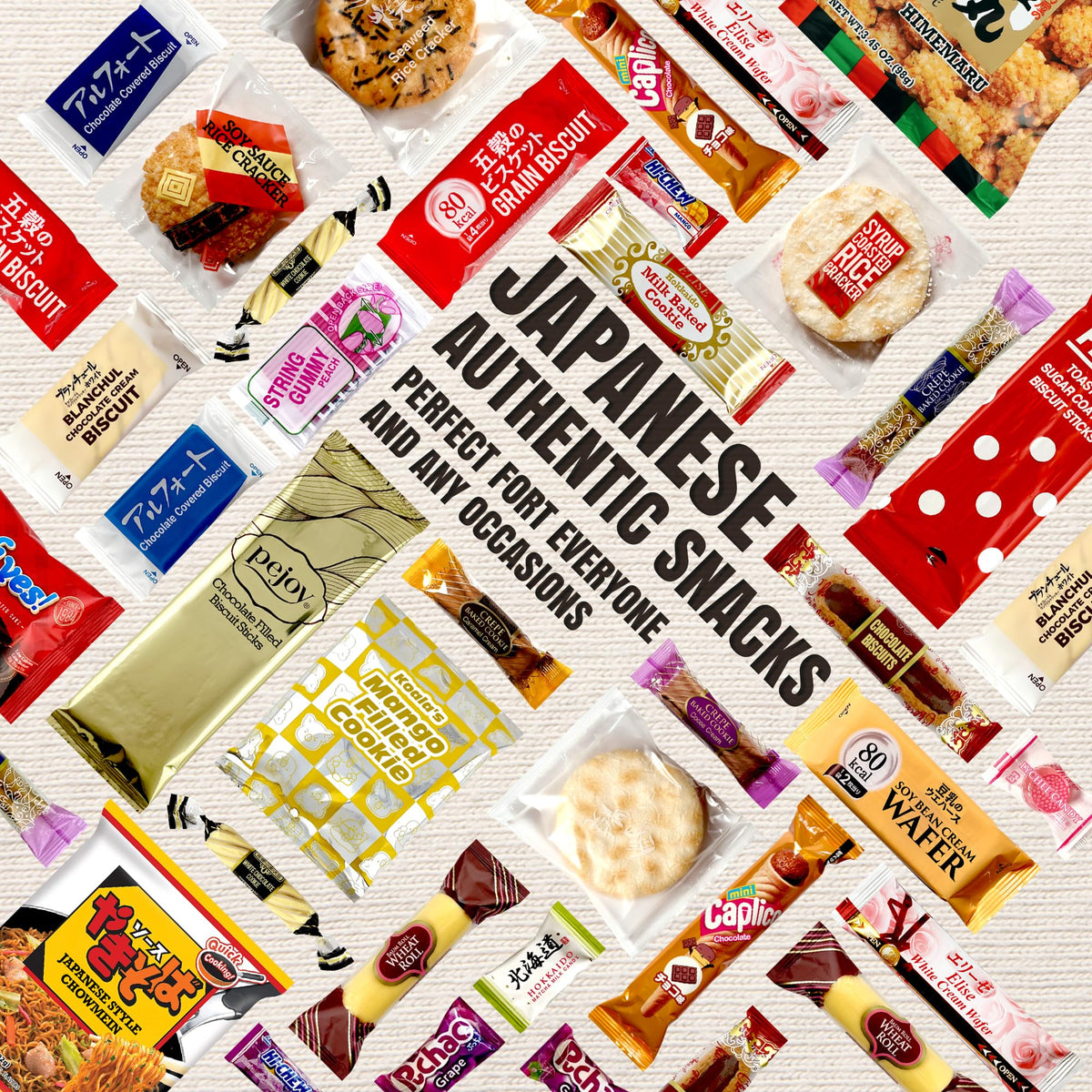 Dagaon 40-Count Japanese Snack Box | Dagashi Variety Pack of Cookies, Chips, Pies, Ramen & Candies