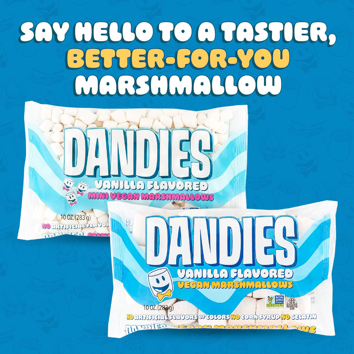DANDIES Vegan Marshmallows — No Artificial Flavors, Dyes, Corn Syrup, or Gelatin (4 Pack 10 oz)