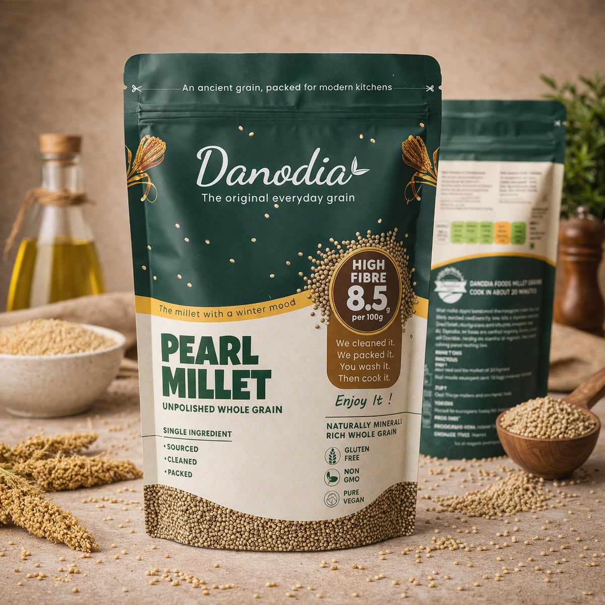 Danodia Foods Organic Pearl Millet Bajra – 2 lb (950 g) | Gluten-Free, High Fiber & Protein