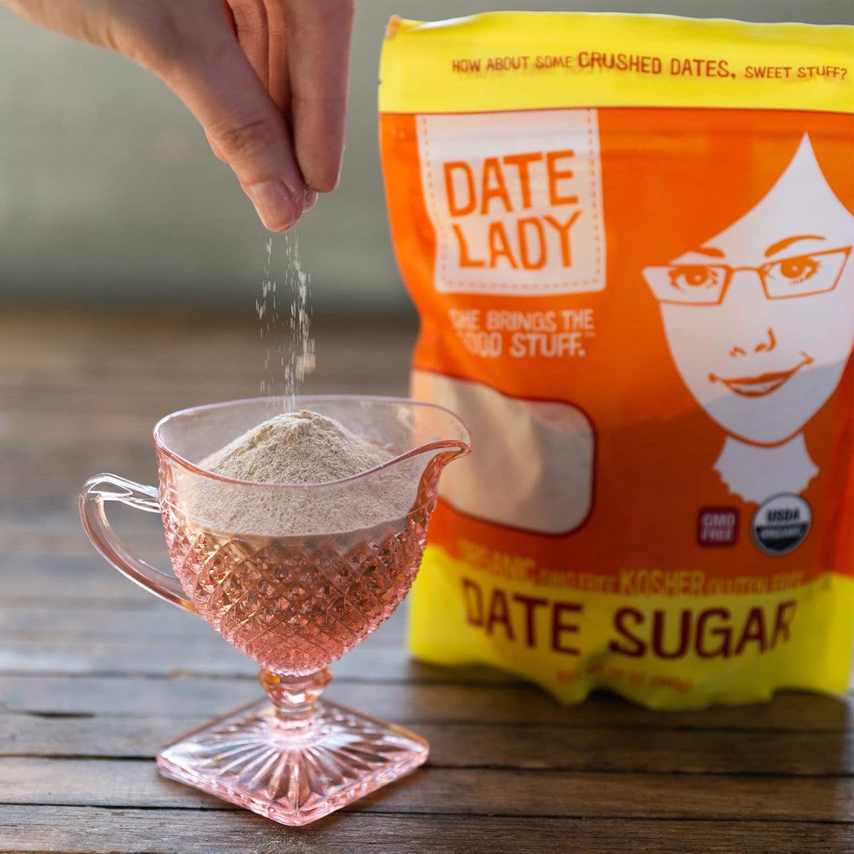 Date Lady Date Sugar - Organic, Vegan, Paleo, Kosher, 2x12oz Bags
