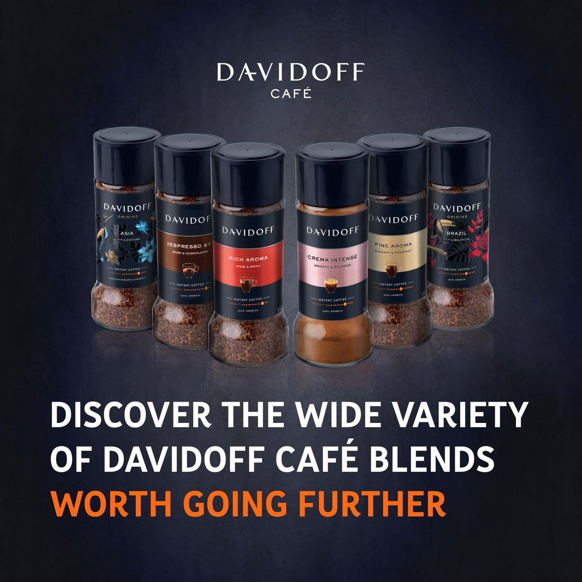 Davidoff Fine Aroma Instant Coffee – Elegant Arabica Blend, Medium Body, 7/12 Intensity (2 x 3.52 oz)