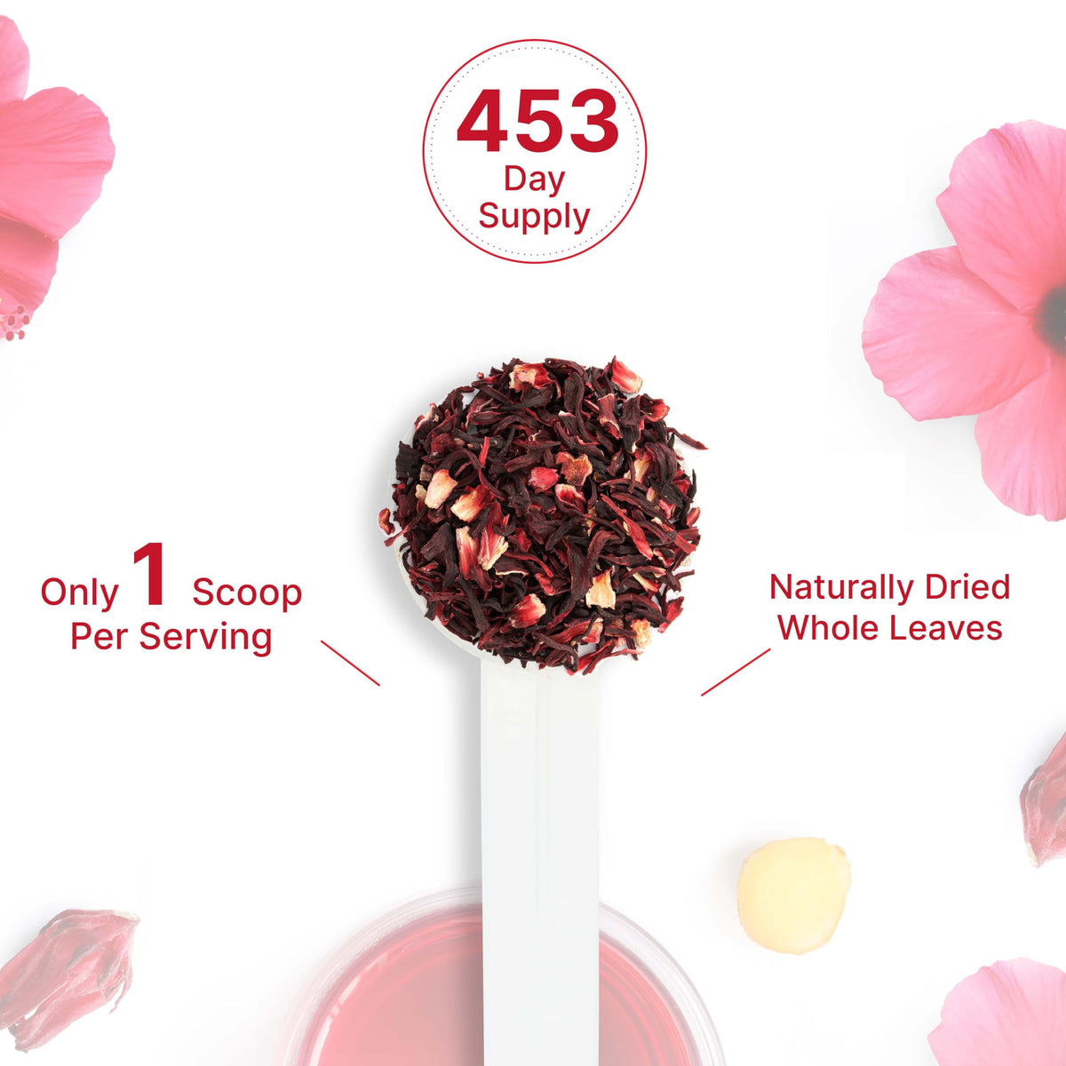 DEAL SUPPLEMENT Dried Organic Hibiscus Flowers – 2 lb, Cut & Sifted, Caffeine Free, Non-GMO