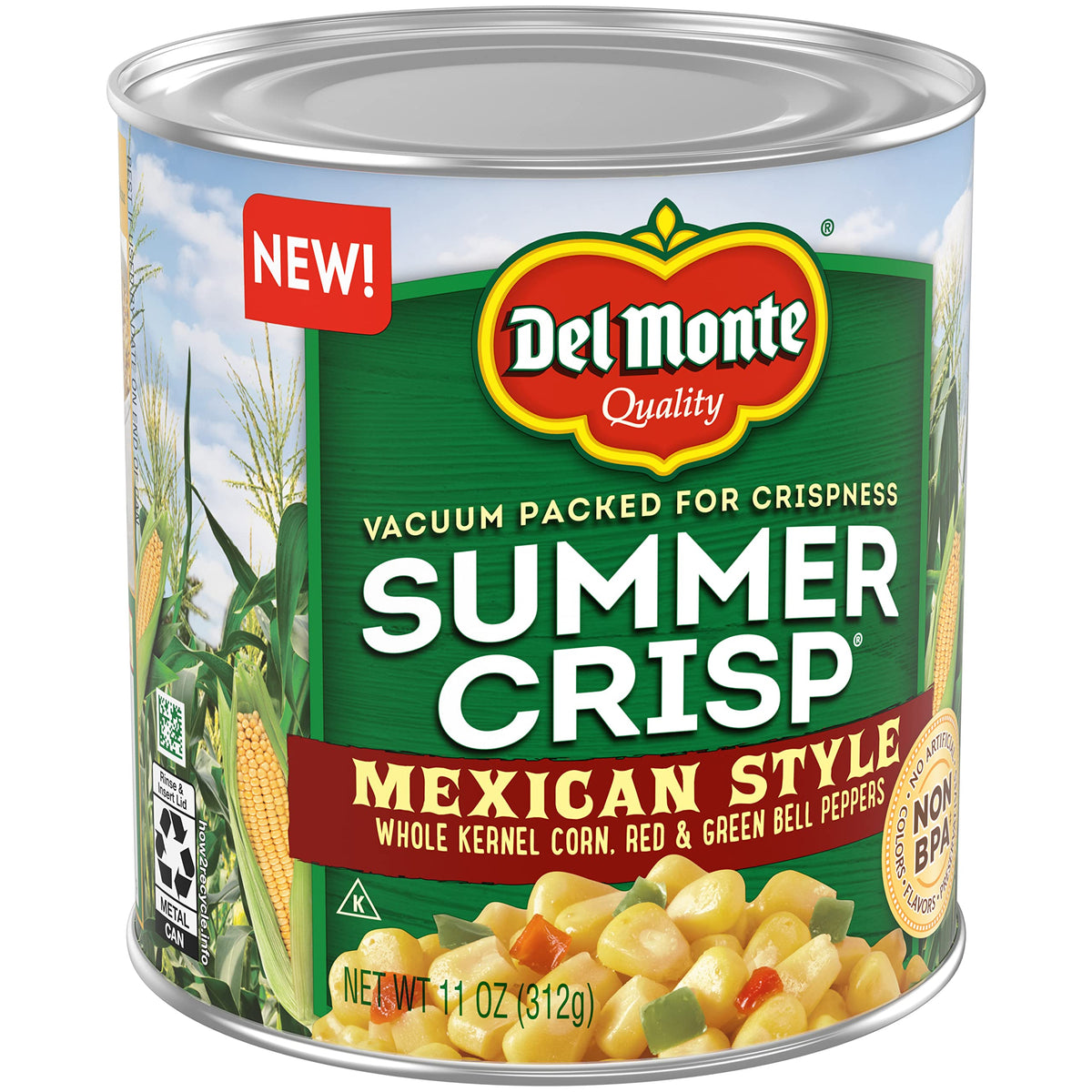 Del Monte Mexican Style Corn - 11 oz Can (12 Pack) | Summer Crisp Corn with Green & Red Peppers