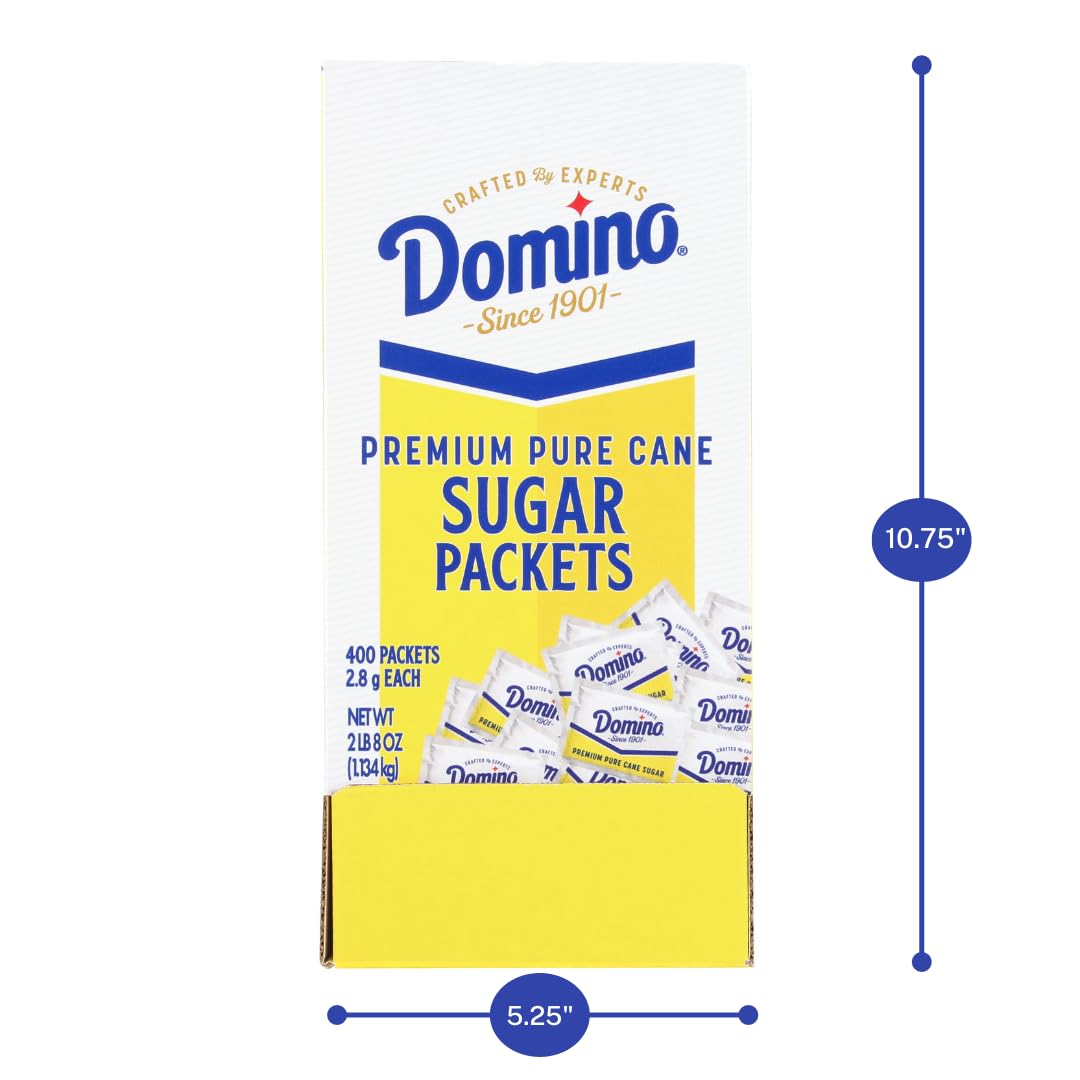 Domino Sugar Packets – 400-Count Dispenser Box for Quick, Mess-Free Sweetening