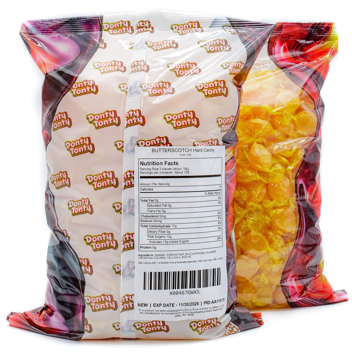 Donty-Tonty Butterscotch Discs 5 lb Bulk – Individually Wrapped Candies