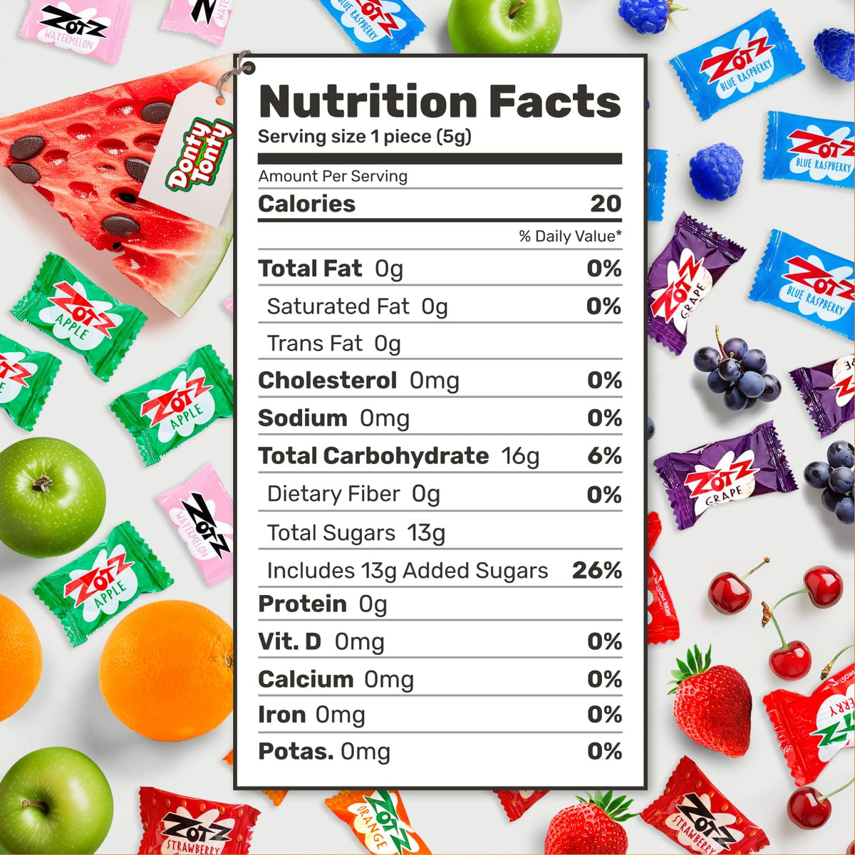 Donty-Tonty Fizzy Filled Hard Candy 4 lb Bulk – Assorted Fruit Flavors, Individually Wrapped