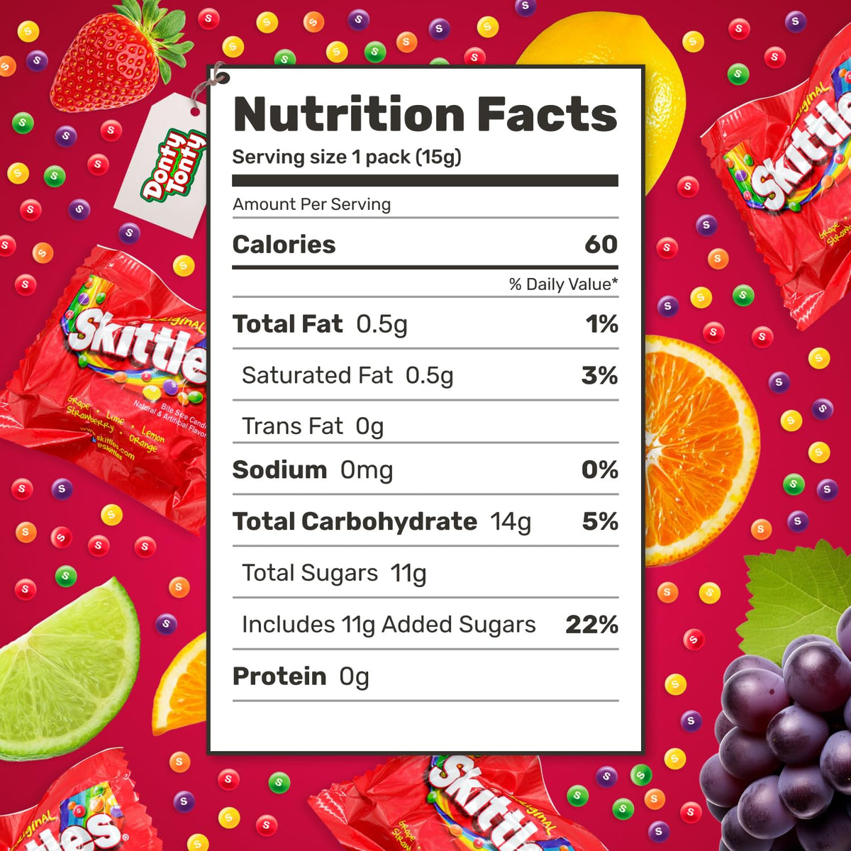 Donty-Tonty Skittles Original Fun Size Bulk Bag – 48oz Assorted Fruit Flavors