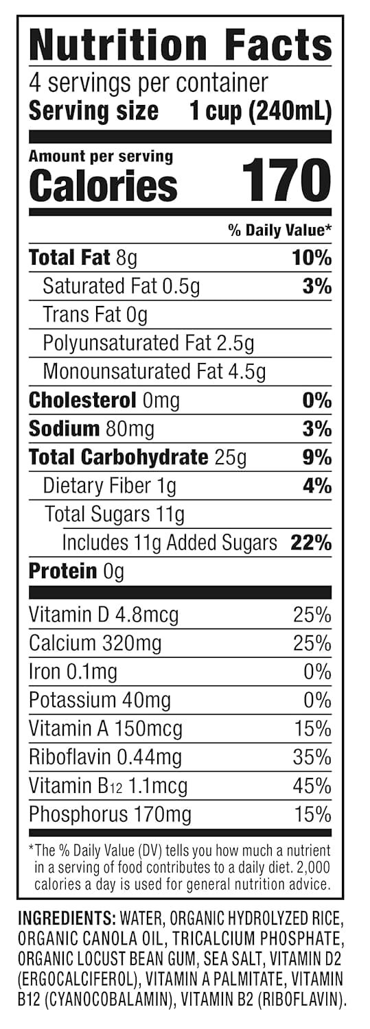 Dream Organic Whole Rice Milk | Dream Blends - Vegan, Lactose-Free, Shelf-Stable (32oz x6)