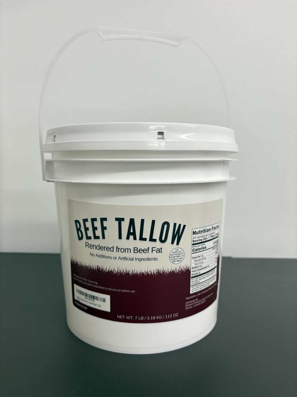 Drip Co Beef Tallow for Cooking – 7 lb Bulk Pail, Pure, No Additives