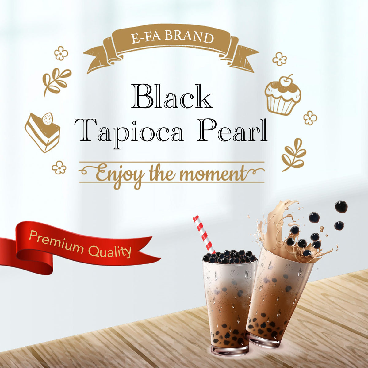 E-FA BRAND Black Tapioca Pearls (Boba) – Quick 3-Min Microwave Ready, Halal Certified, 6.6 lb