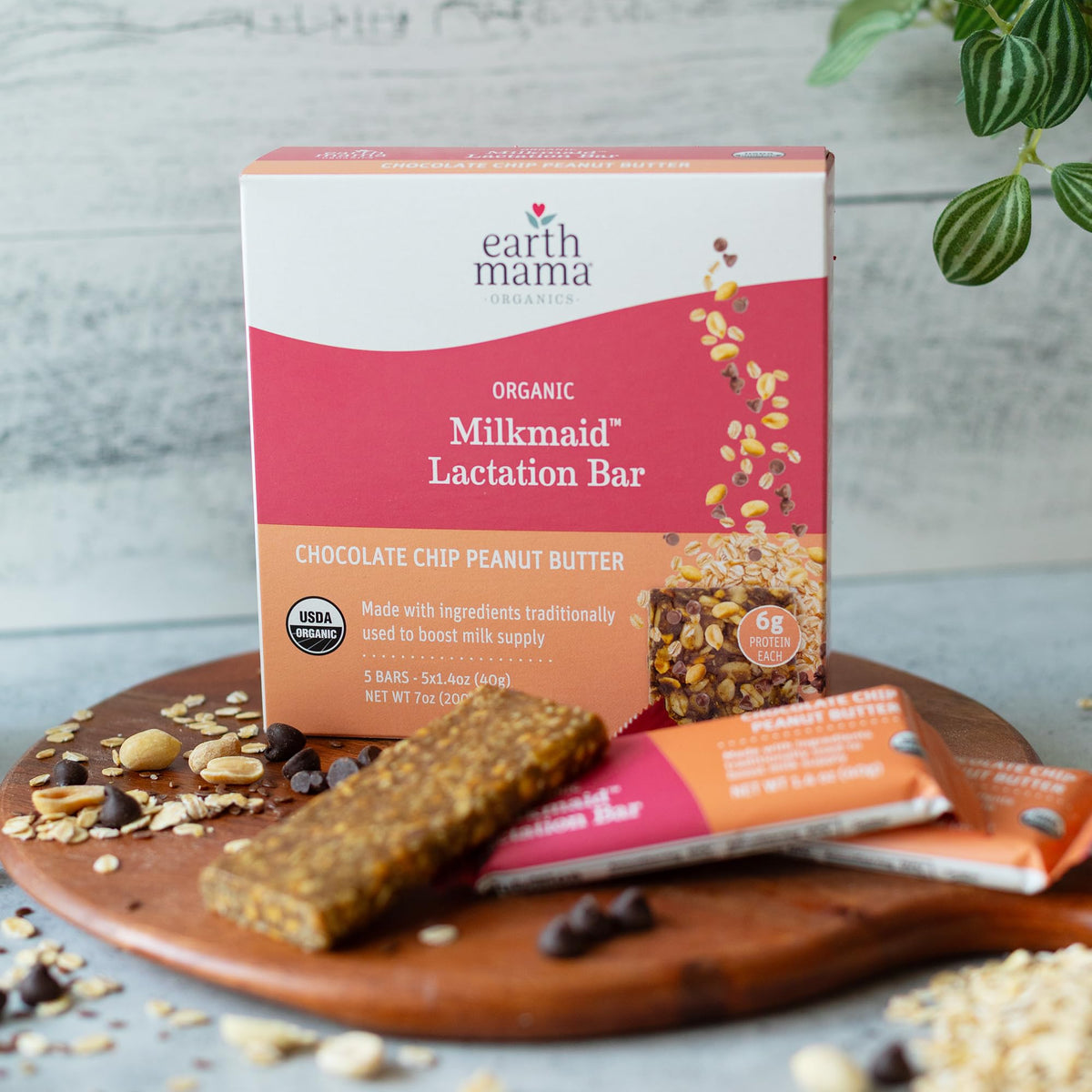 Earth Mama Organic Milkmaid Lactation Bars - Chocolate Chip Peanut Butter, 5 Count