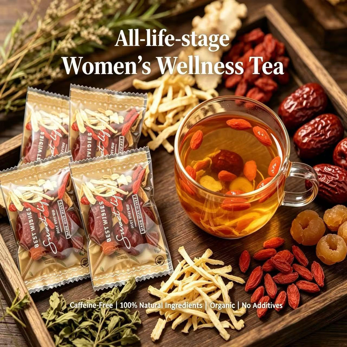 Eastrue Ginger Goji Berry Tea - Caffeine Free Herbal Blend for Women & Pregnancy Support