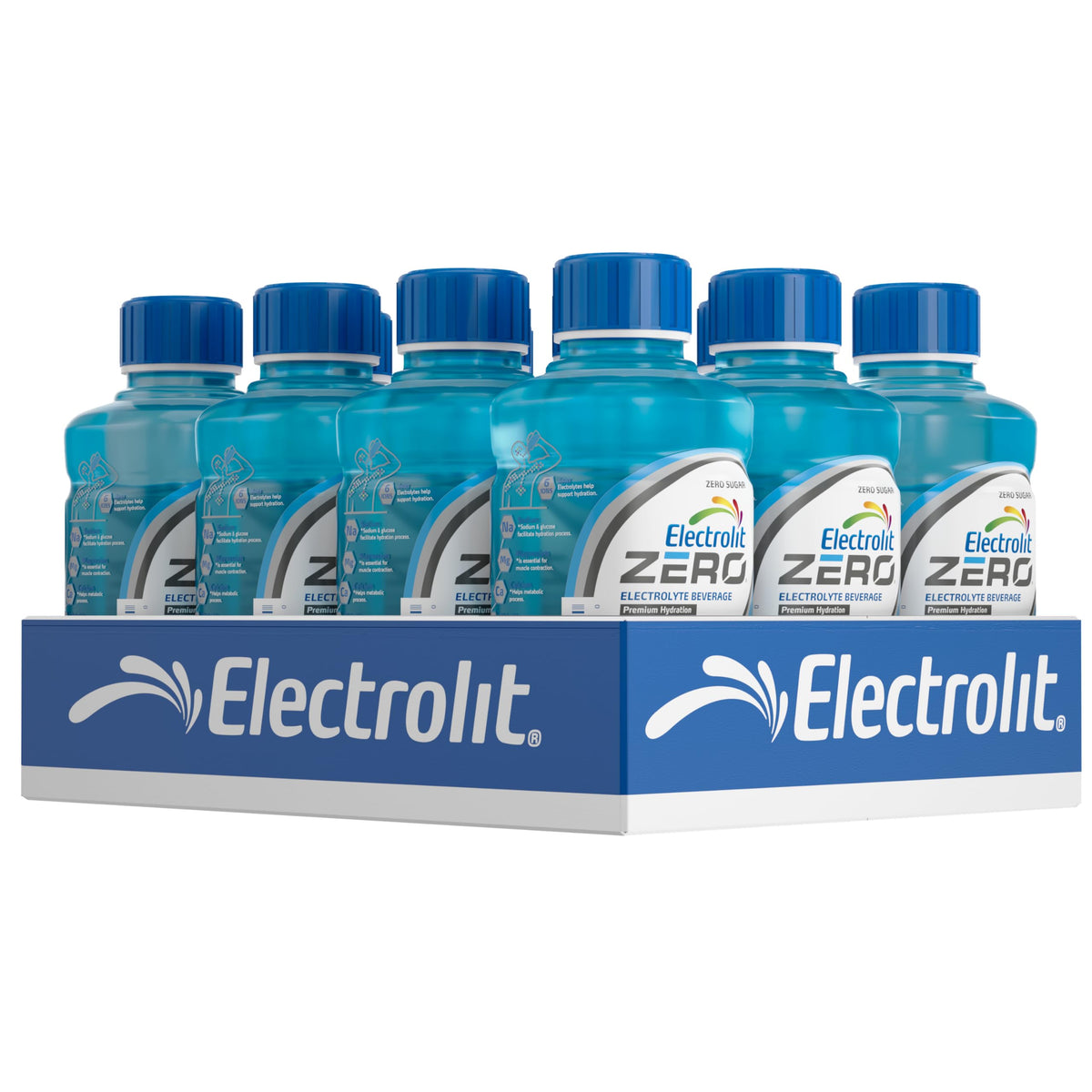Electrolit Zero Blue Raspberry Electrolyte Beverage — 21 oz Bottle (Pack of 12)