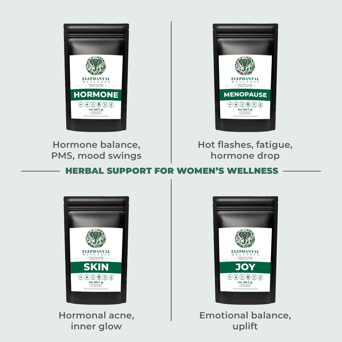 Elephantal Wellness Premium Hormone Herbal Tea | PCOS & Hormone Balance Mood Support
