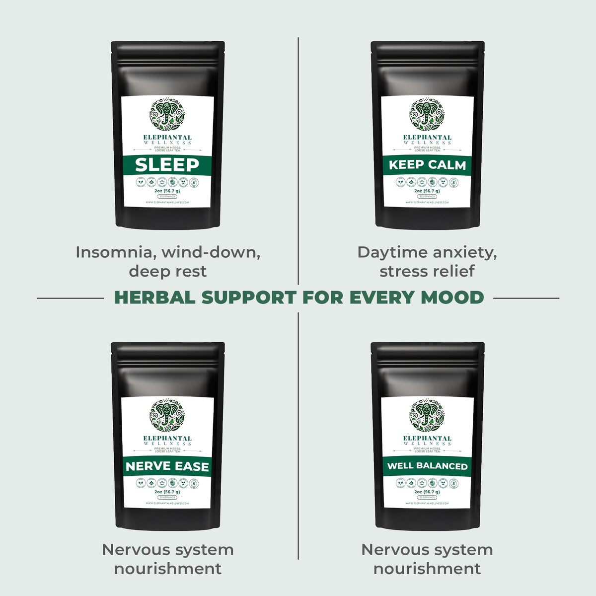 Elephantal Wellness Premium Sleep Herbal Tea | Deep Rest & Relaxation – Caffeine-Free, Non-GMO