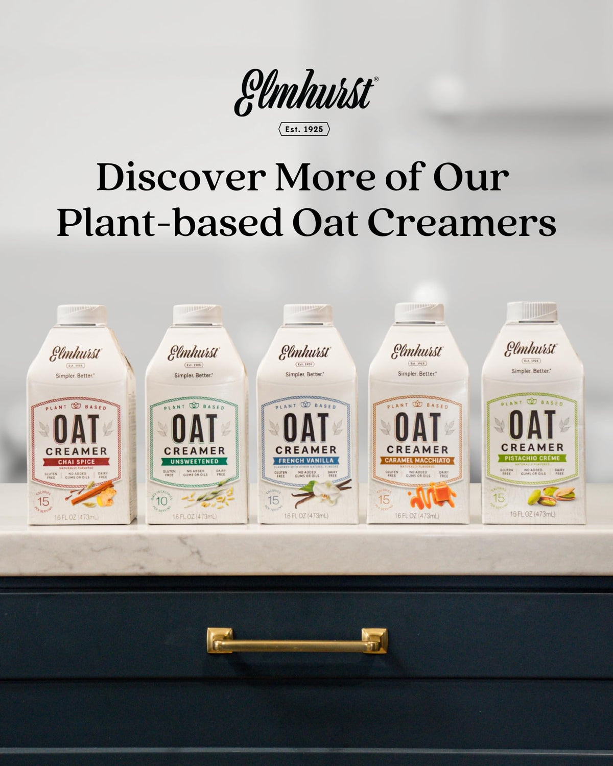 Elmhurst 1925 French Vanilla Oat Creamer – Dairy-Free, Low Sugar, Shelf-Stable (6 Pack)