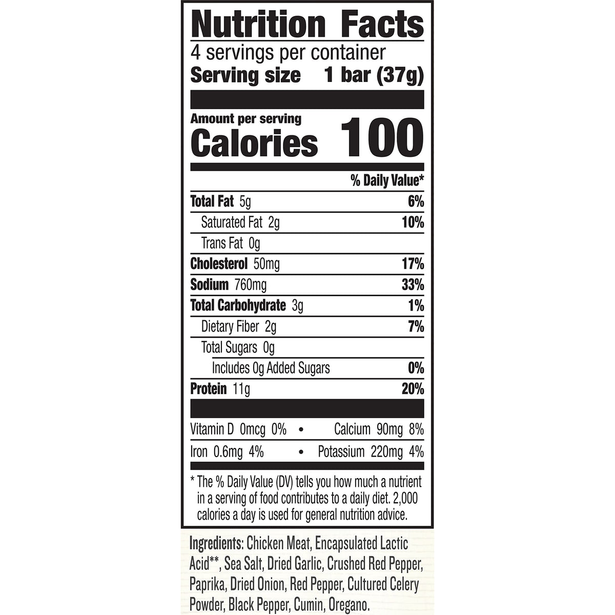 EPIC Bars Chicken Sriracha — 11g Protein, 3g Net Carbs, Gluten Free