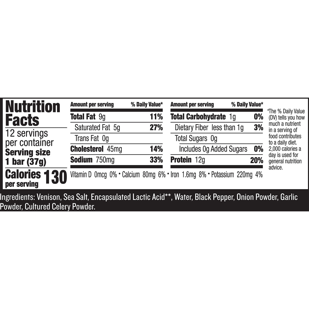 EPIC Venison Sea Salt & Pepper Bars – Keto Friendly, Whole30 Approved, Gluten Free | 12 Bars, 15.6 oz