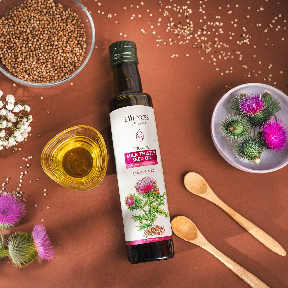 Essences Bulgaria Organic Milk Thistle Oil – 250ml | Cold-Pressed, 100% Organic